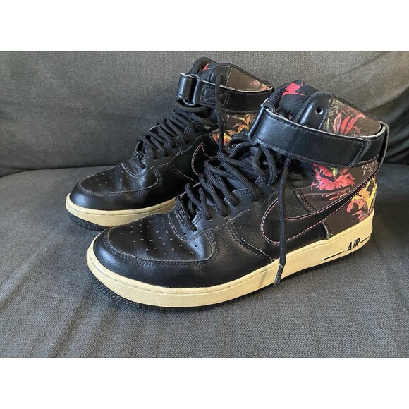 CI2304-001 Nike Air Force 1 High Black Floral Size 9 - Picture 2 of 11